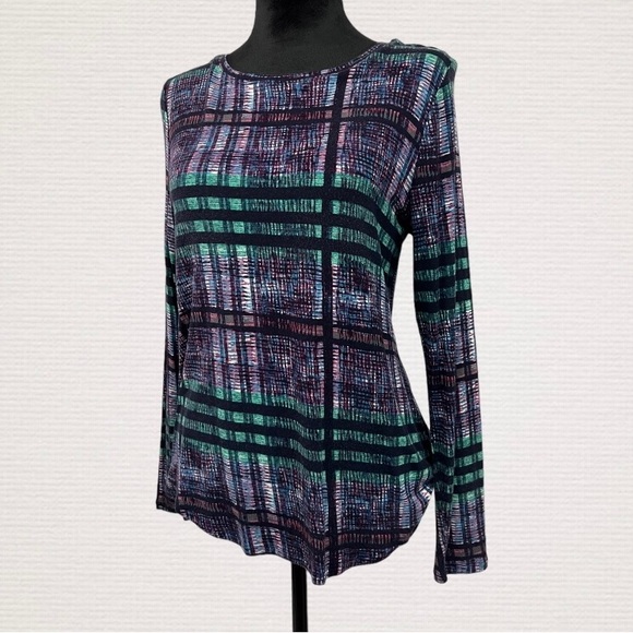 Women’s Small Petite Apt 9 Top Multicolor Tunic Long Sleeve - Picture 6 of 6